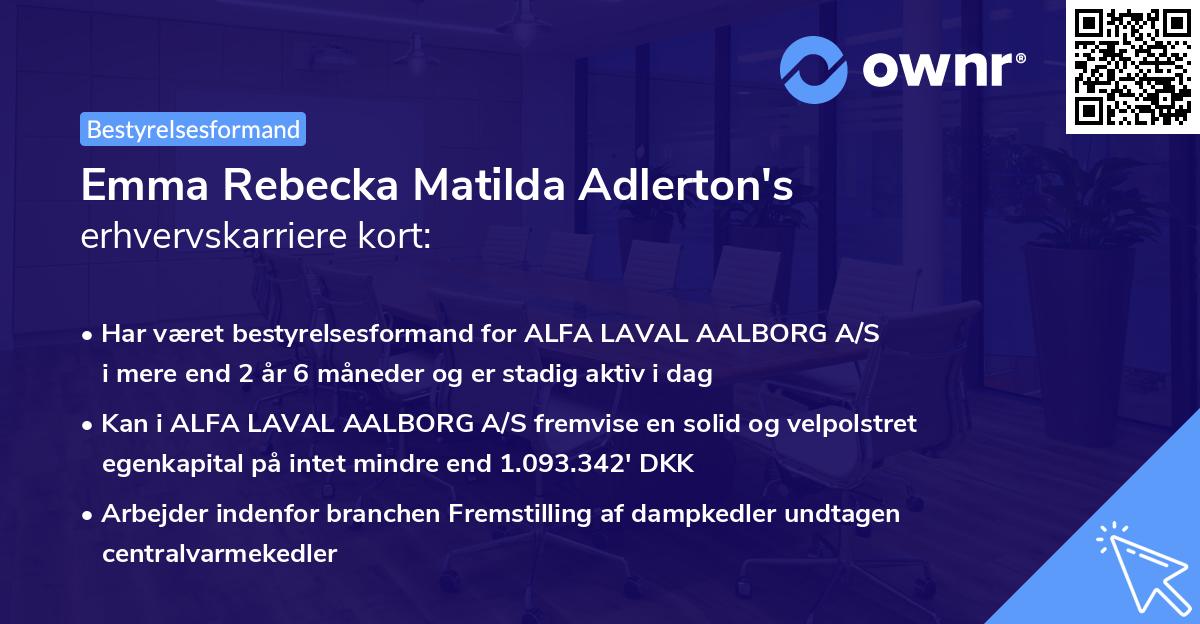 Emma Rebecka Matilda Adlerton's erhvervskarriere kort