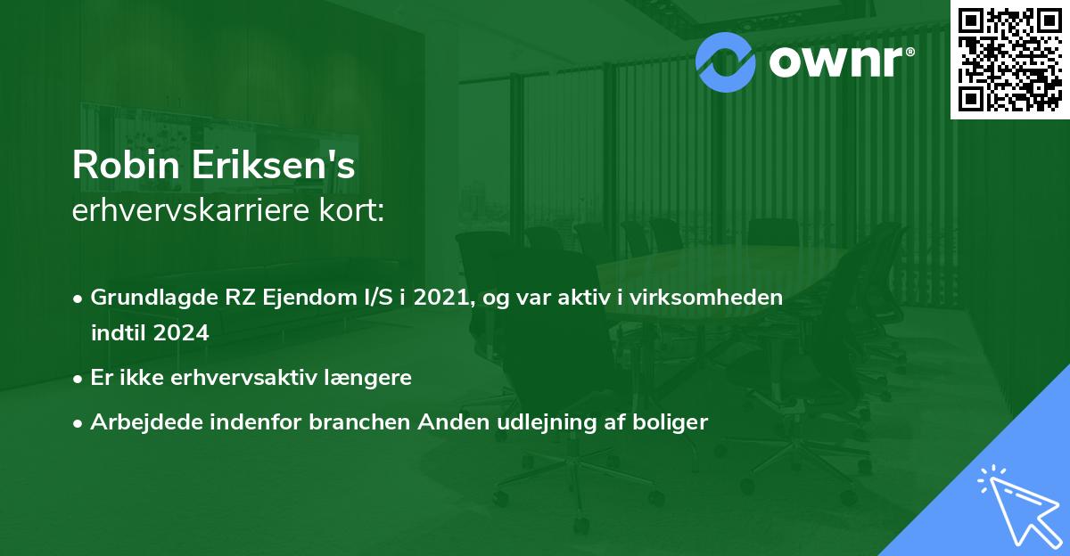Robin Eriksen's erhvervskarriere kort