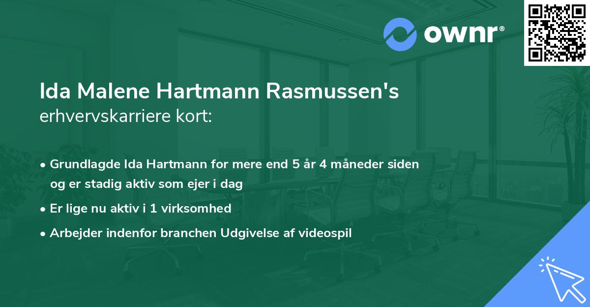 Ida Malene Hartmann Rasmussen's erhvervskarriere kort