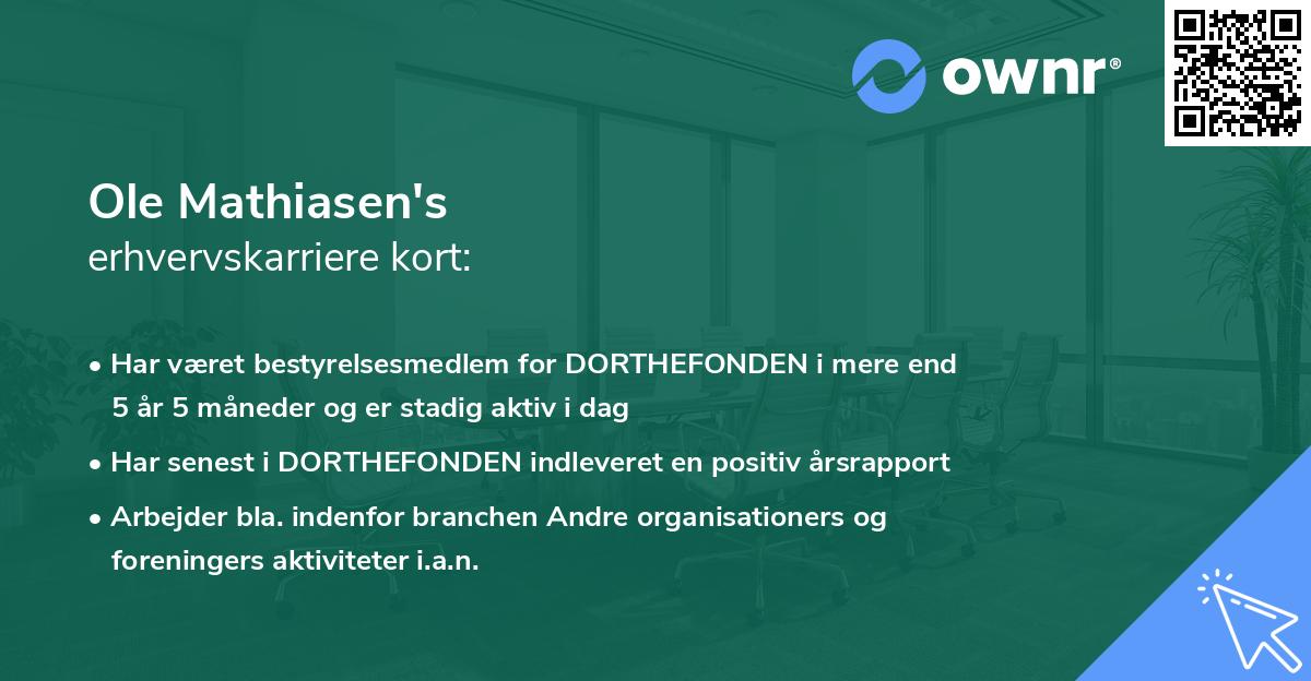 Ole Mathiasen's erhvervskarriere kort