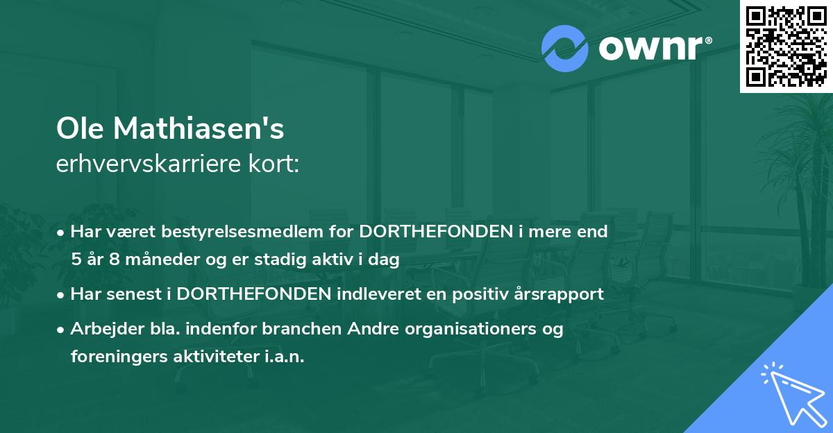Ole Mathiasen's erhvervskarriere kort