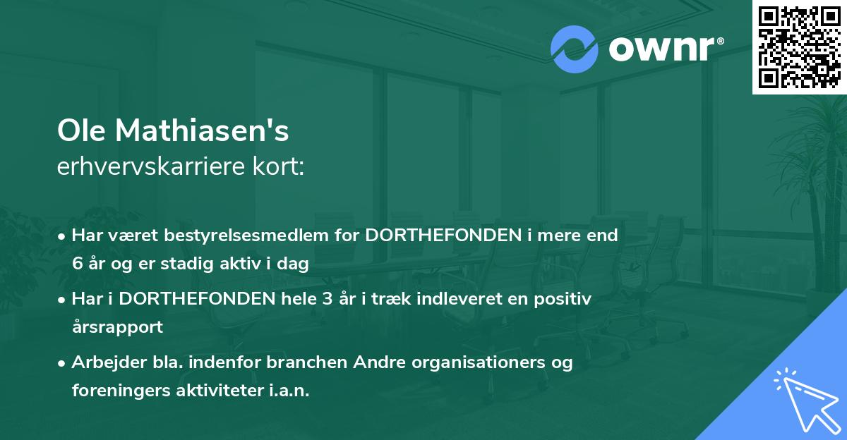 Ole Mathiasen's erhvervskarriere kort