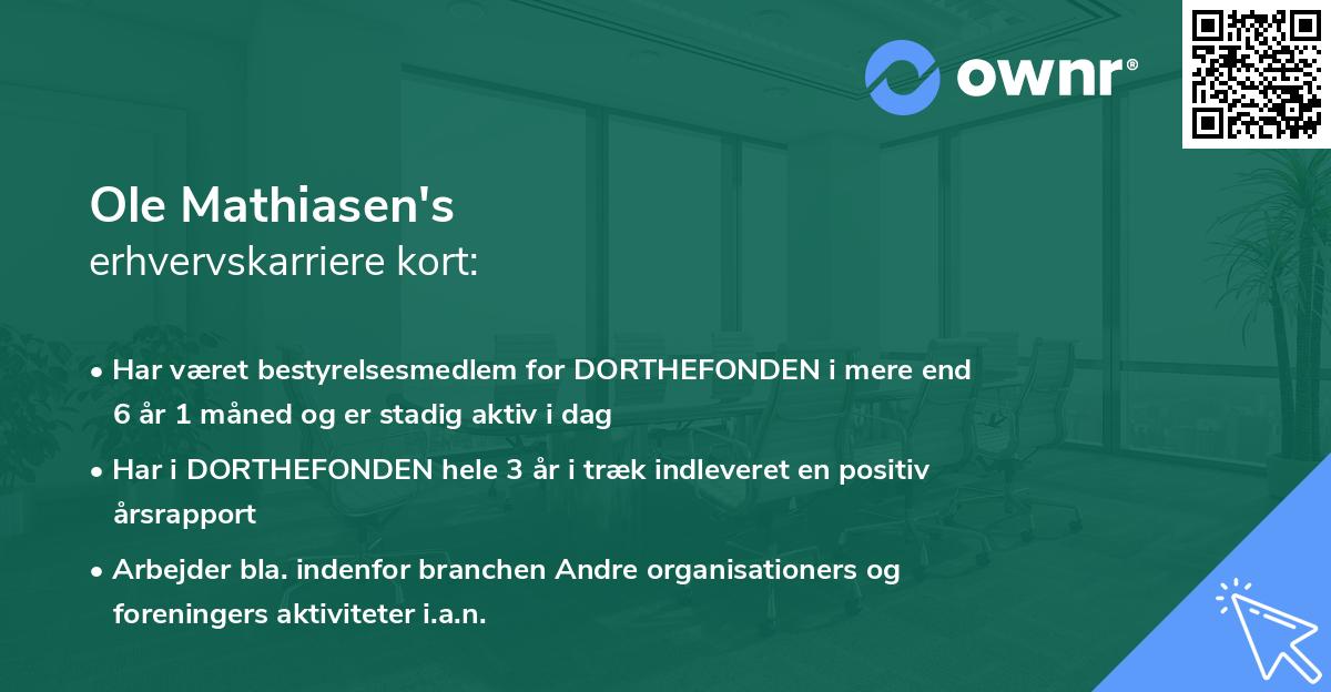 Ole Mathiasen's erhvervskarriere kort