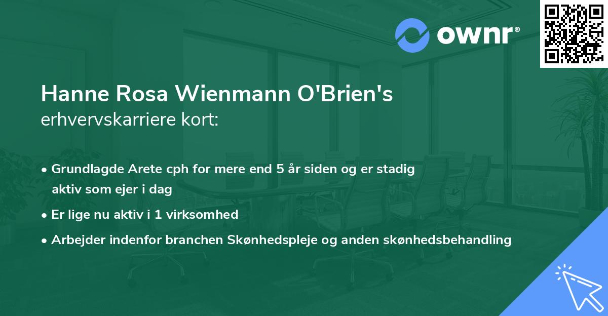 Hanne Rosa Wienmann O'Brien's erhvervskarriere kort