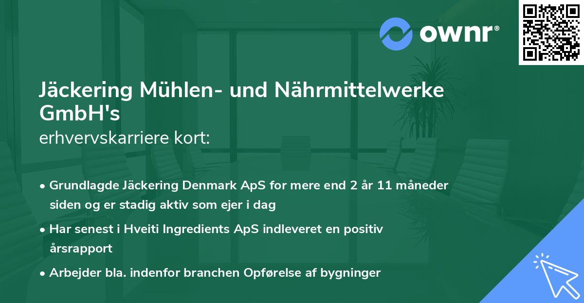 Jäckering Mühlen- und Nährmittelwerke GmbH's erhvervskarriere kort