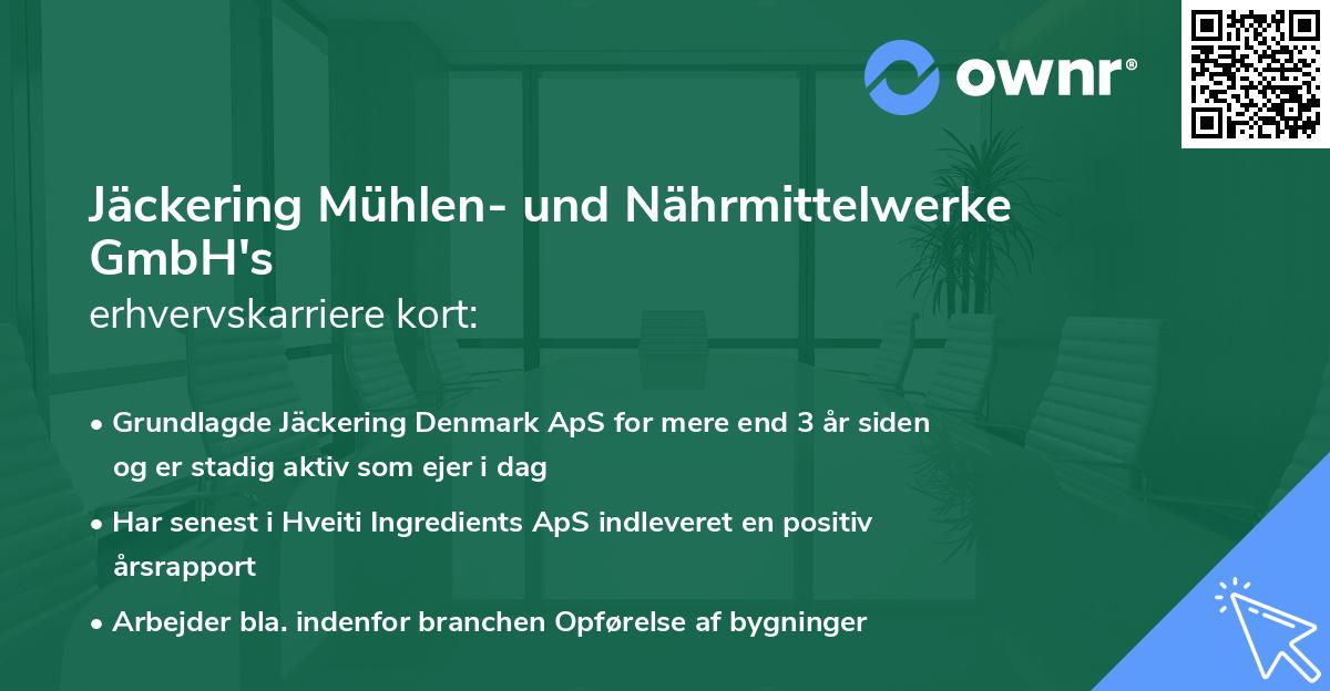 Jäckering Mühlen- und Nährmittelwerke GmbH's erhvervskarriere kort
