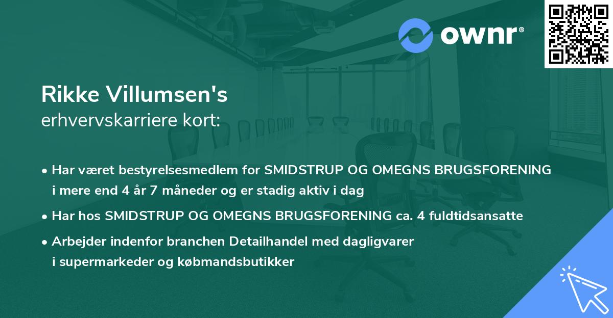 Rikke Villumsen's erhvervskarriere kort
