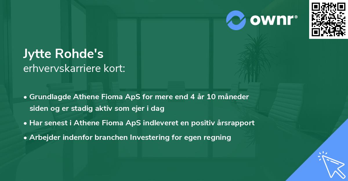 Jytte Rohde's erhvervskarriere kort