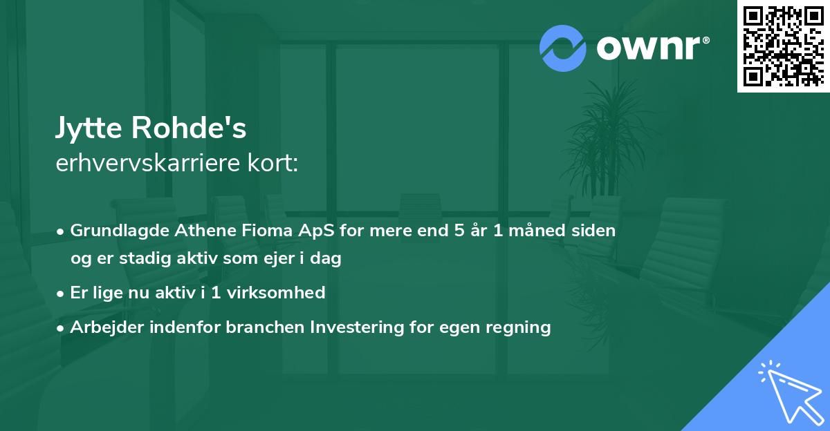 Jytte Rohde's erhvervskarriere kort