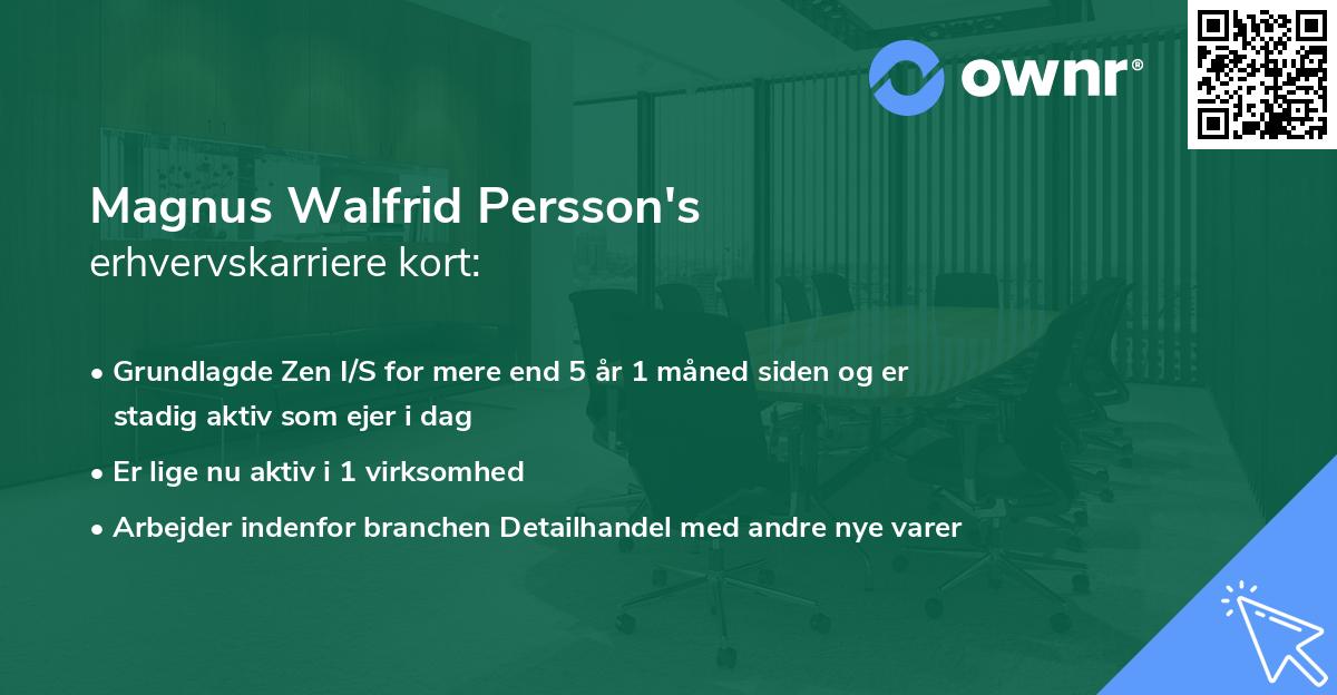 Magnus Walfrid Persson's erhvervskarriere kort