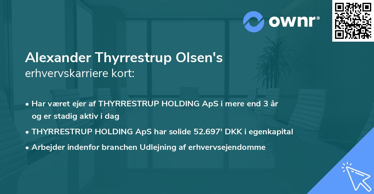 Alexander Thyrrestrup Olsen's erhvervskarriere kort