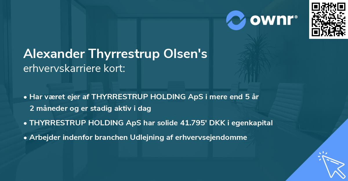 Alexander Thyrrestrup Olsen's erhvervskarriere kort