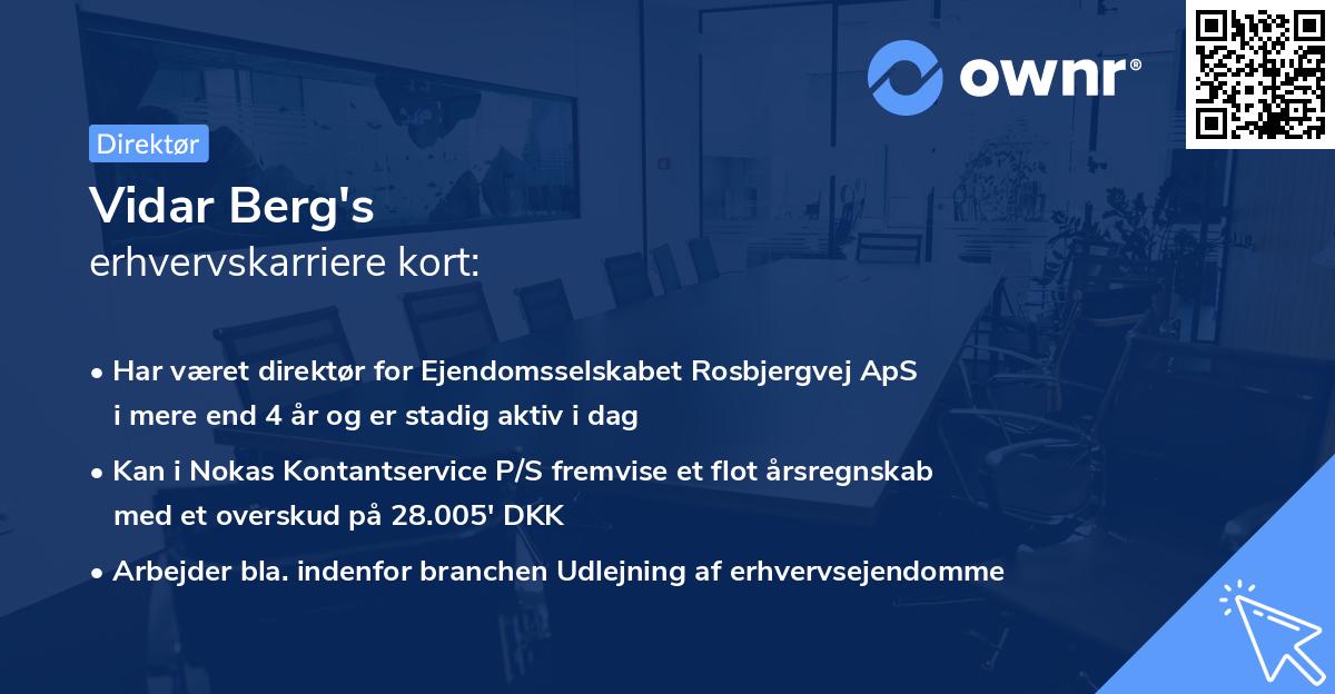 Vidar Berg's erhvervskarriere kort