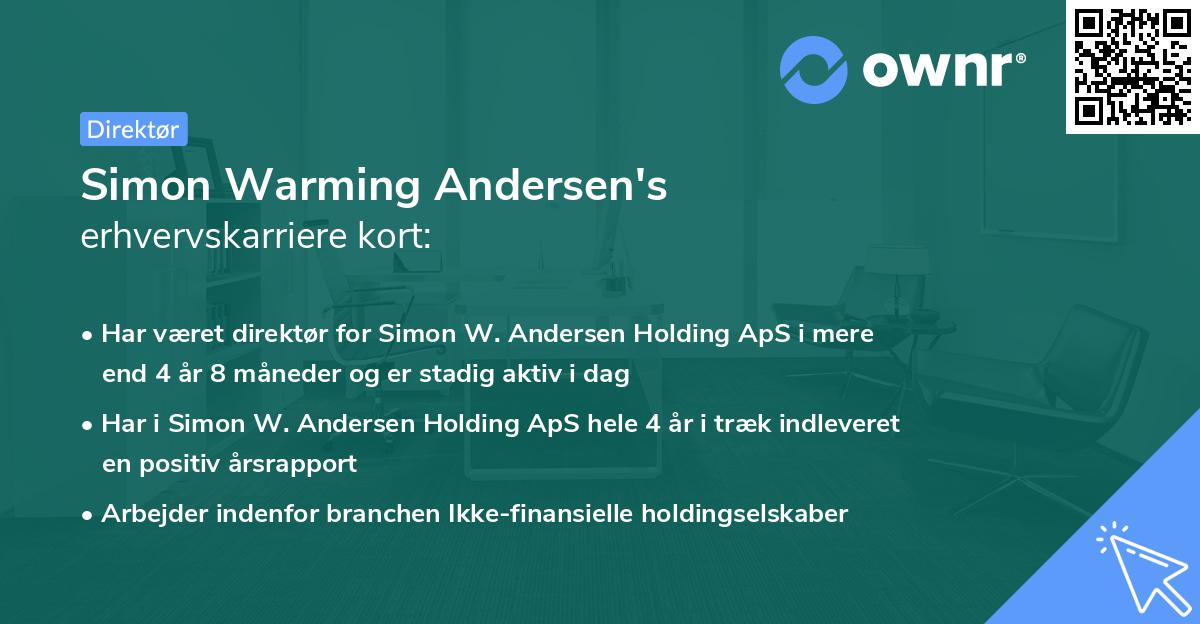 Simon Warming Andersen's erhvervskarriere kort
