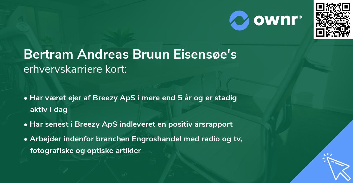 Bertram Andreas Bruun Eisensøe's erhvervskarriere kort