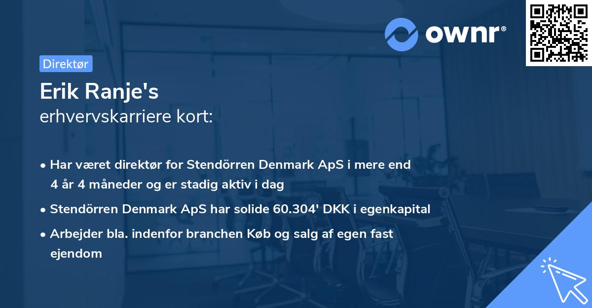 Erik Ranje's erhvervskarriere kort