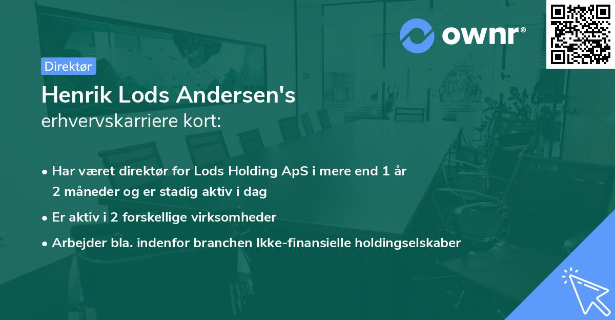 Henrik Lods Andersen's erhvervskarriere kort