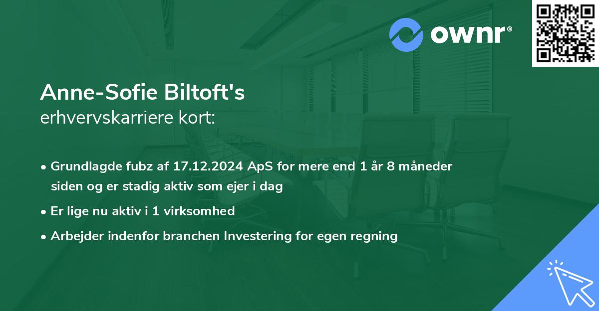 Anne-Sofie Biltoft's erhvervskarriere kort