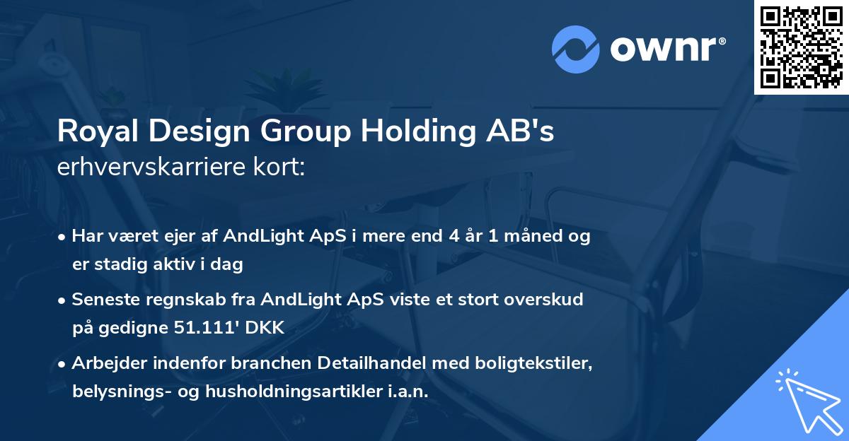 Royal Design Group Holding AB's erhvervskarriere kort