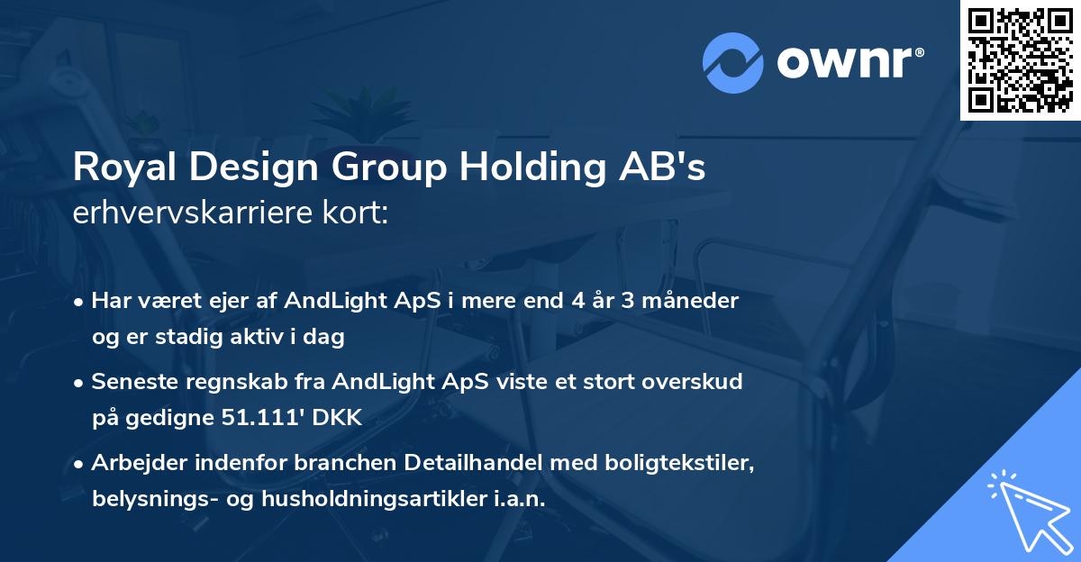 Royal Design Group Holding AB's erhvervskarriere kort
