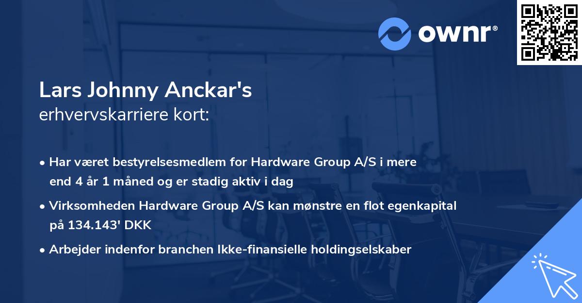 Lars Johnny Anckar's erhvervskarriere kort