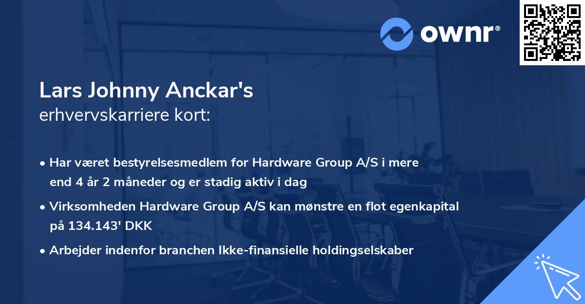 Lars Johnny Anckar's erhvervskarriere kort