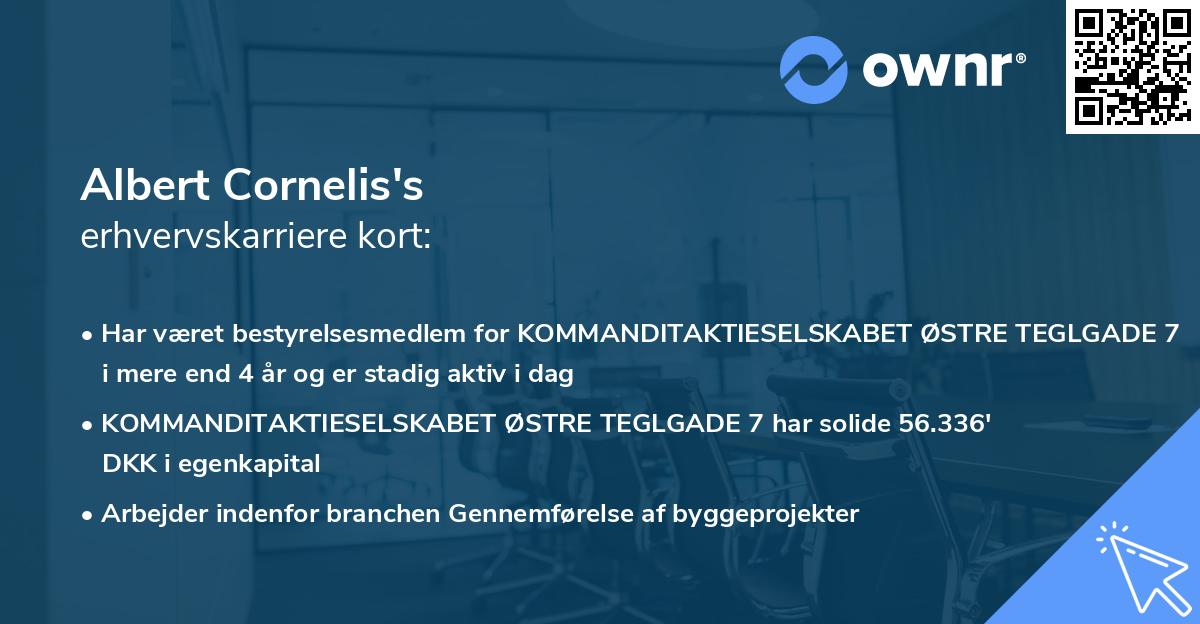 Albert Cornelis's erhvervskarriere kort