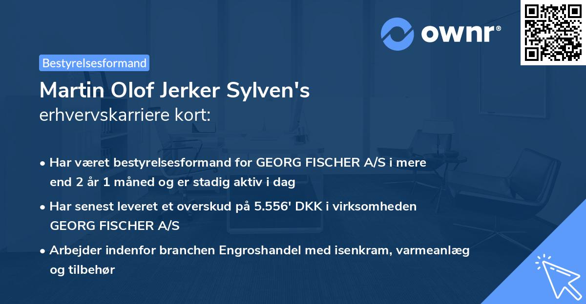 Martin Olof Jerker Sylven's erhvervskarriere kort