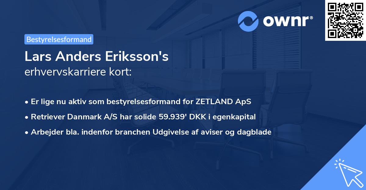 Lars Anders Eriksson's erhvervskarriere kort