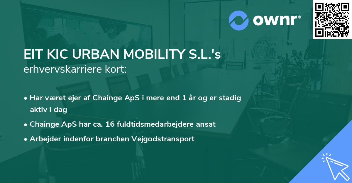 EIT KIC URBAN MOBILITY S.L.'s erhvervskarriere kort