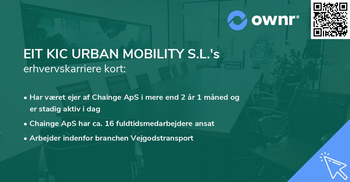 EIT KIC URBAN MOBILITY S.L.'s erhvervskarriere kort