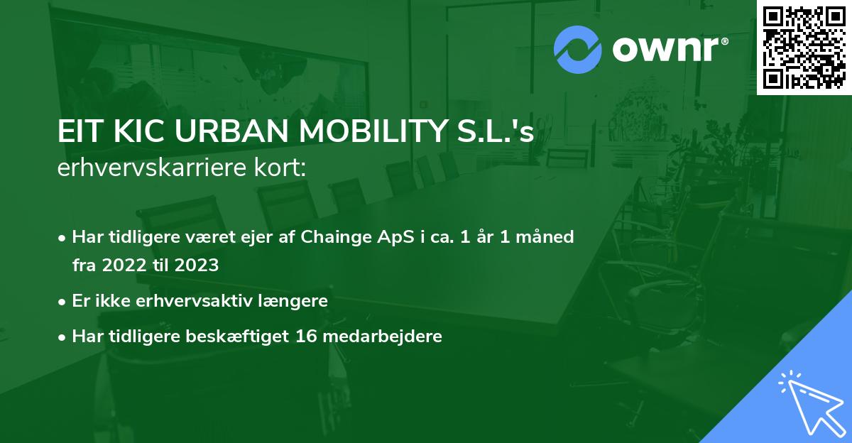 EIT KIC URBAN MOBILITY S.L.'s erhvervskarriere kort