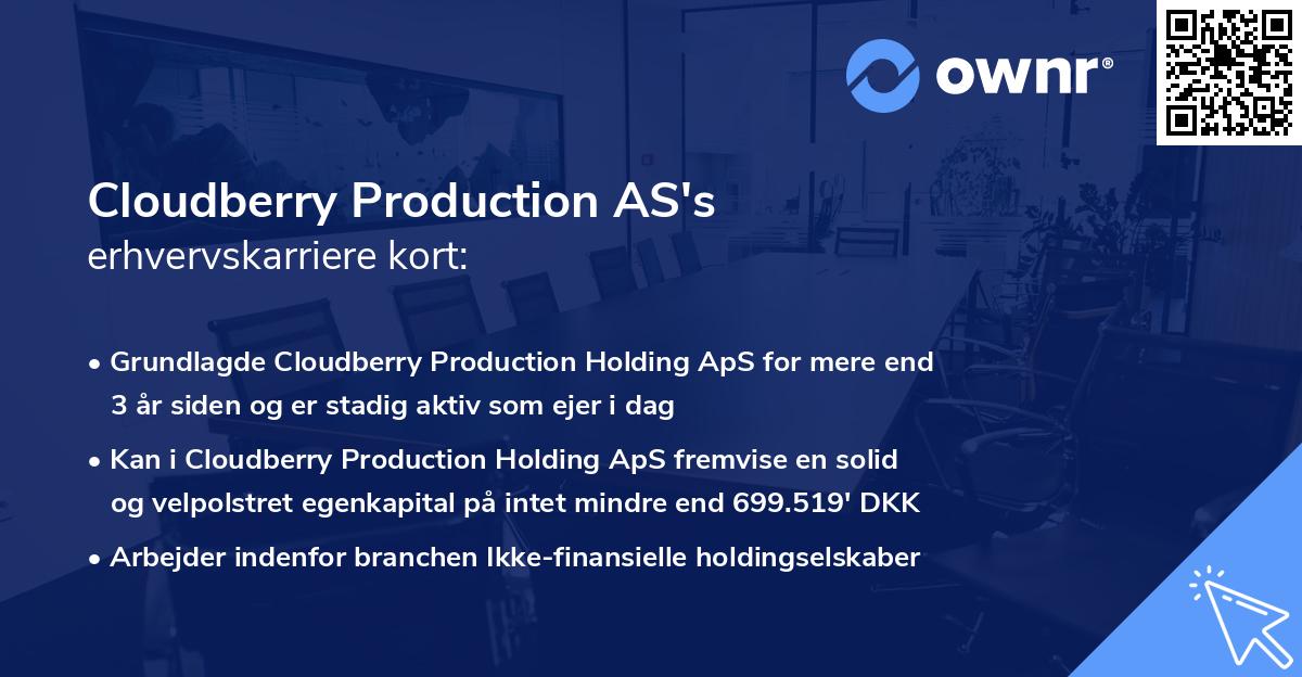 Cloudberry Production AS's erhvervskarriere kort