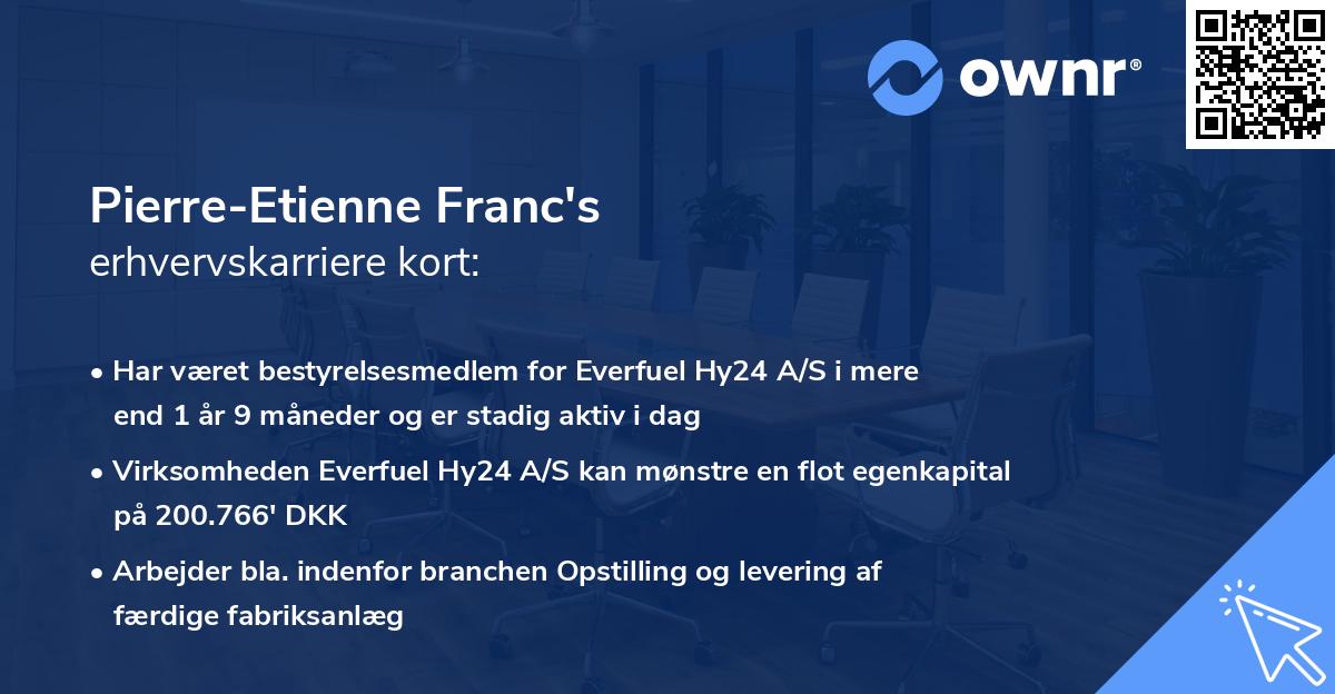 Pierre-Etienne Franc's erhvervskarriere kort