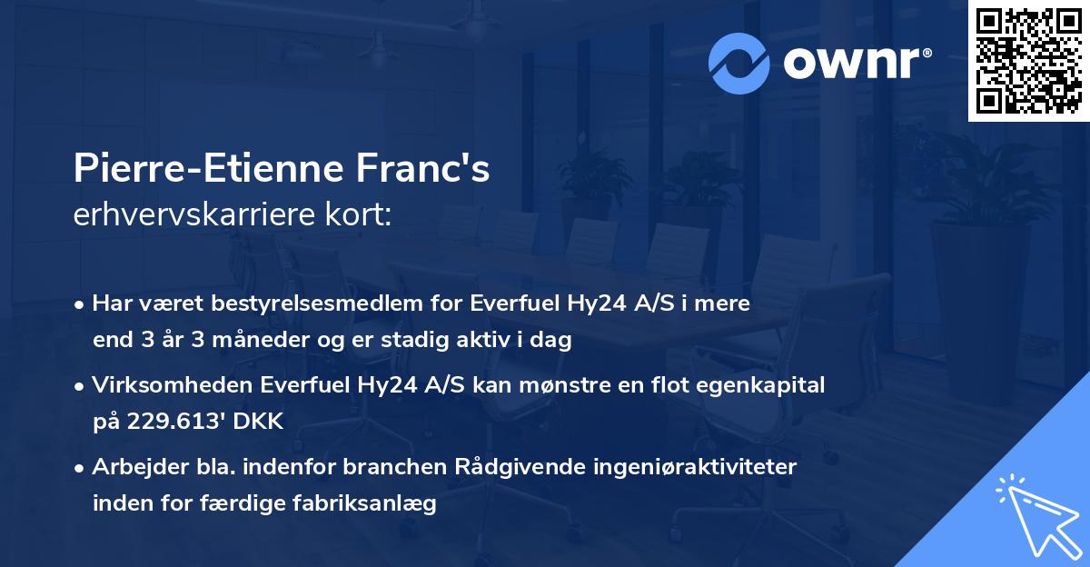 Pierre-Etienne Franc's erhvervskarriere kort