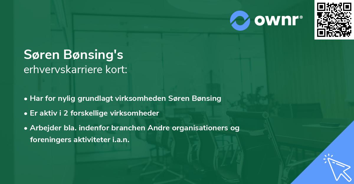 Søren Bønsing's erhvervskarriere kort