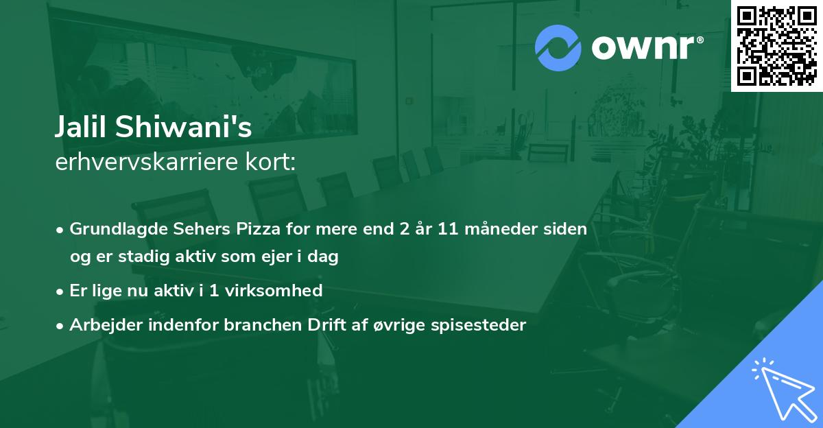 Jalil Shiwani's erhvervskarriere kort