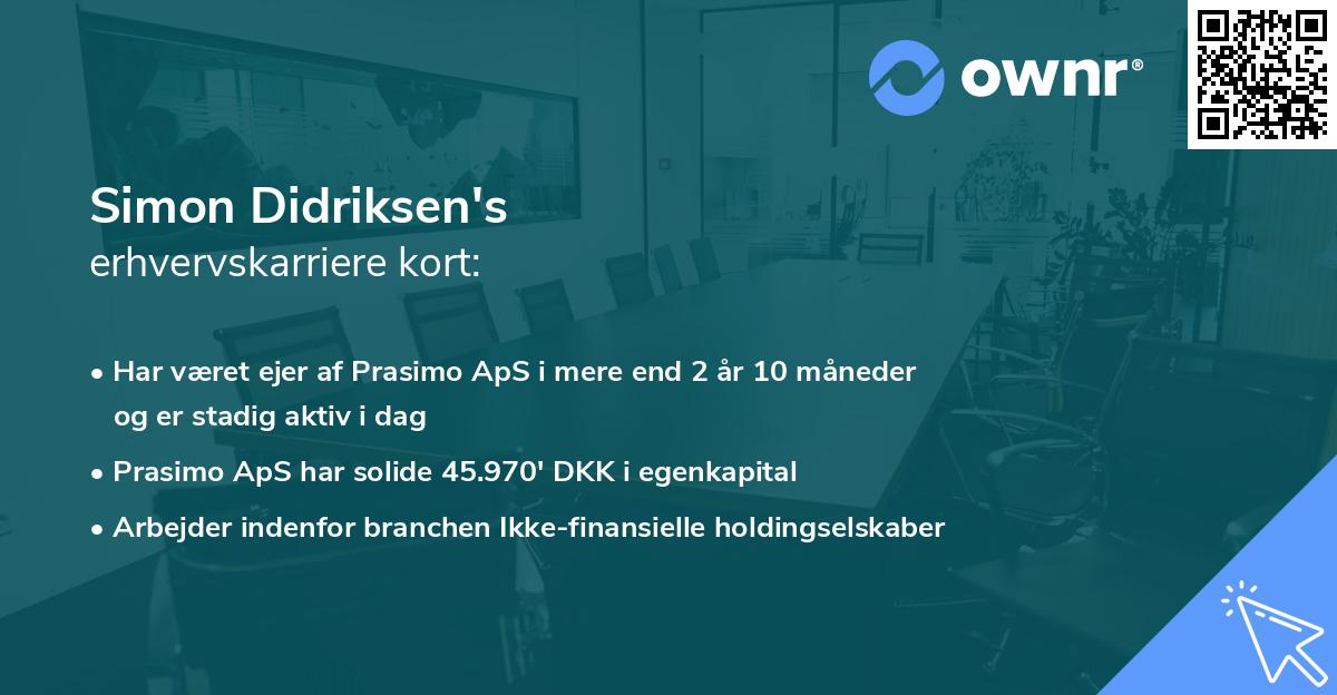 Simon Didriksen's erhvervskarriere kort