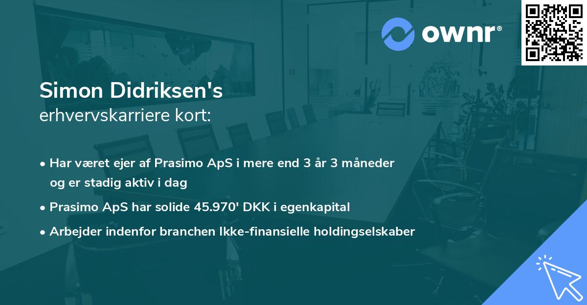 Simon Didriksen's erhvervskarriere kort