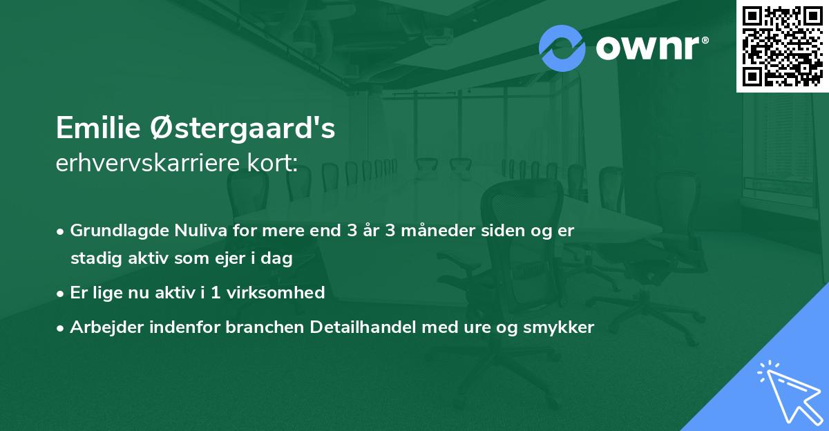 Emilie Østergaard's erhvervskarriere kort