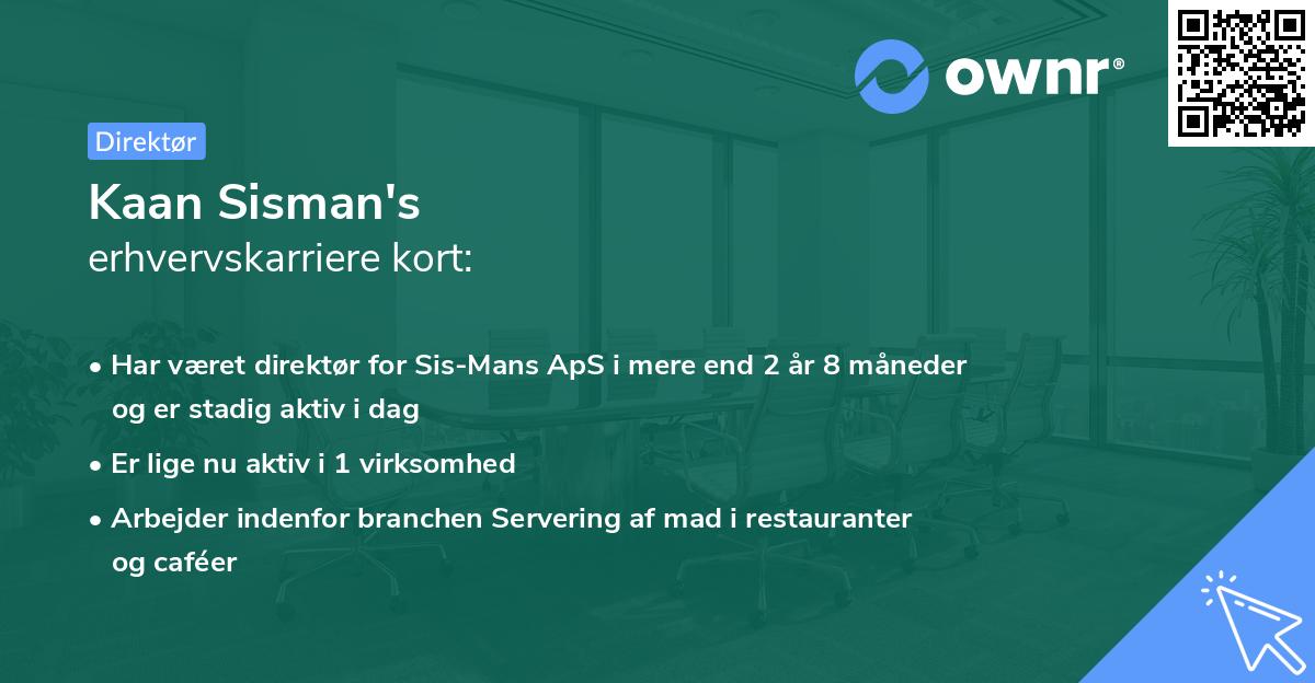 Kaan Sisman's erhvervskarriere kort