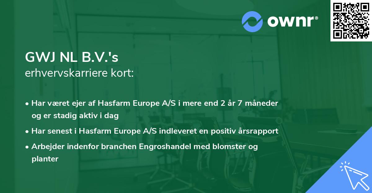 GWJ NL B.V.'s erhvervskarriere kort