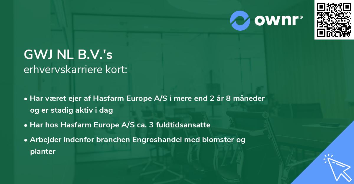 GWJ NL B.V.'s erhvervskarriere kort
