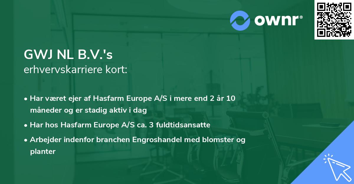 GWJ NL B.V.'s erhvervskarriere kort