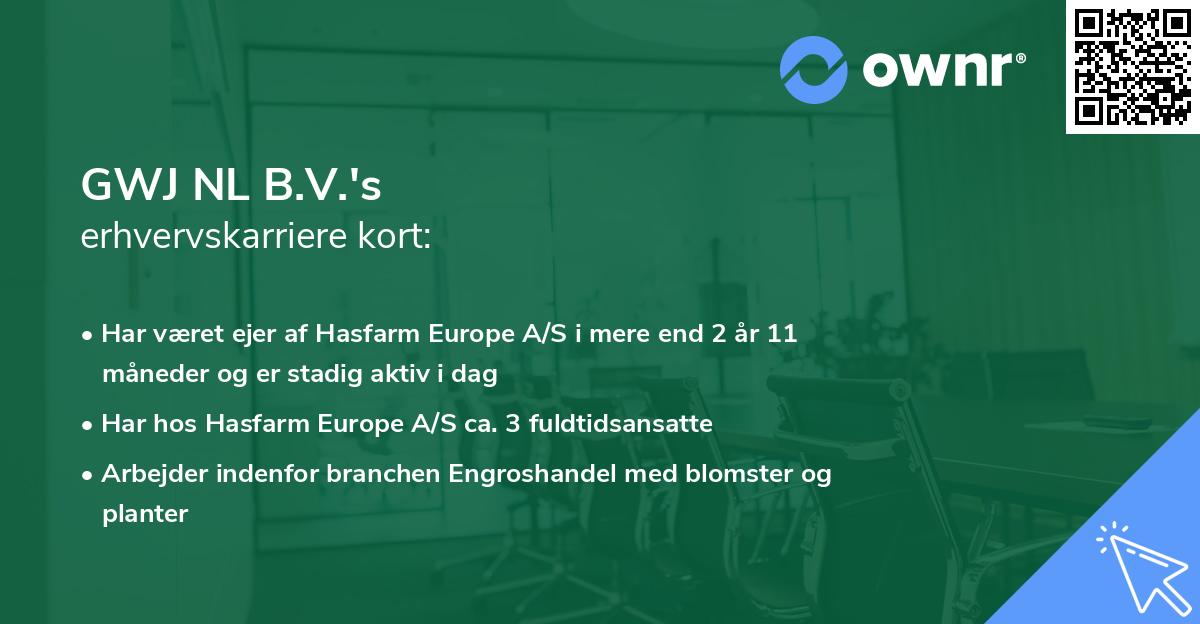 GWJ NL B.V.'s erhvervskarriere kort