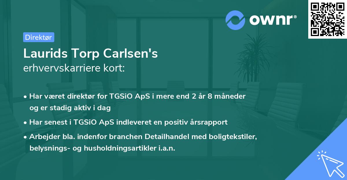 Laurids Torp Carlsen's erhvervskarriere kort