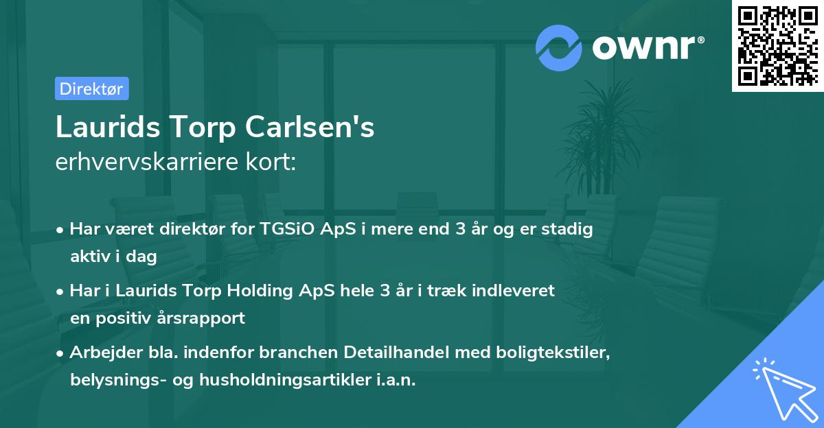 Laurids Torp Carlsen's erhvervskarriere kort
