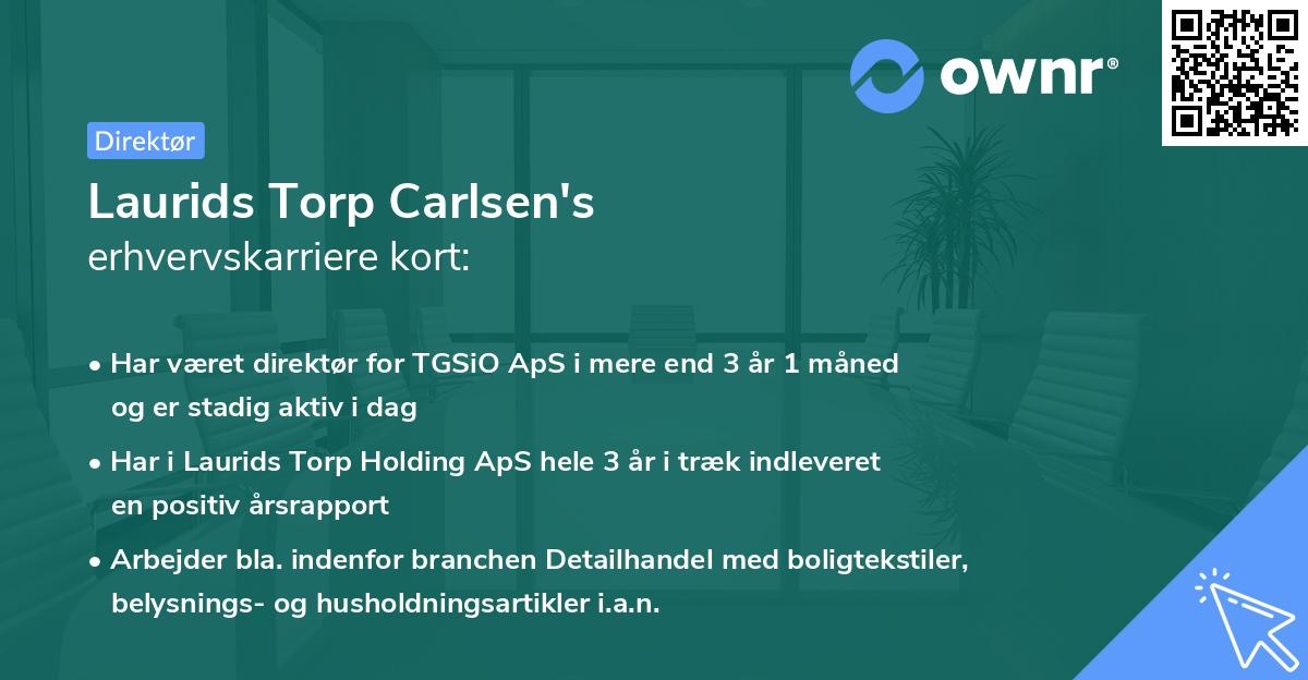 Laurids Torp Carlsen's erhvervskarriere kort