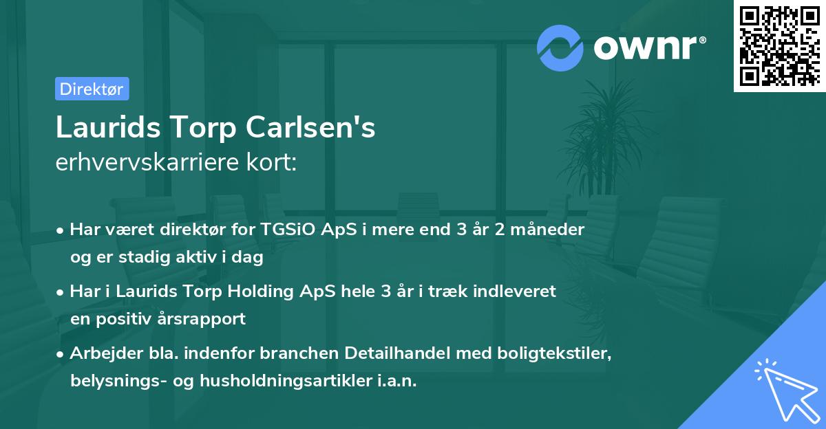 Laurids Torp Carlsen's erhvervskarriere kort