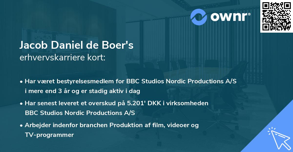 Jacob Daniel de Boer's erhvervskarriere kort